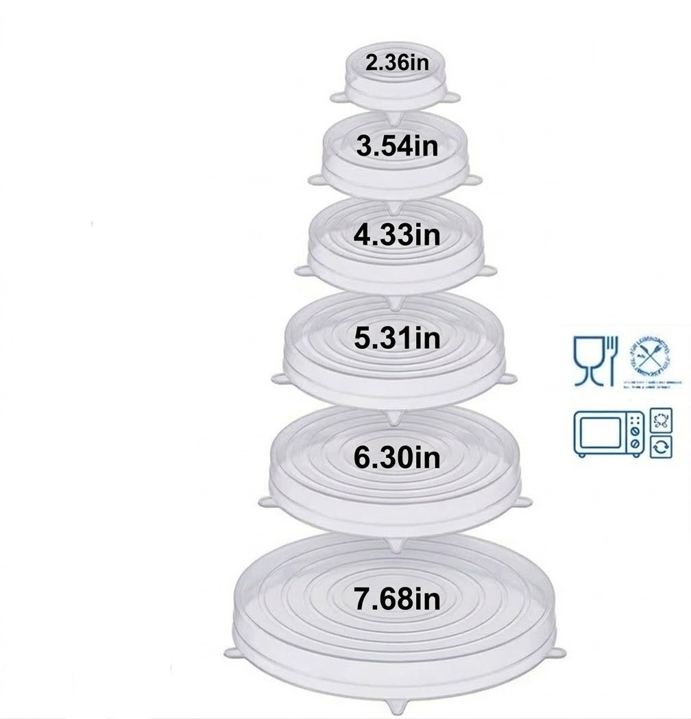 Vodlan™ Reusable Silicone Lids — 6 PCS Stretch Bowl & Pot Covers (Offer)