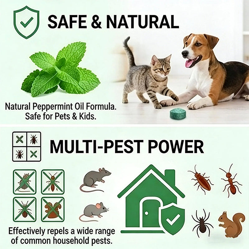 🏠🛡️ Aovego® Natural Peppermint Rodent Repellent Tablets