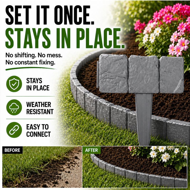🌿✨Vodlan™ Stone-Look Edging Fence - Garden Edges That Stay Clean🏡♻️