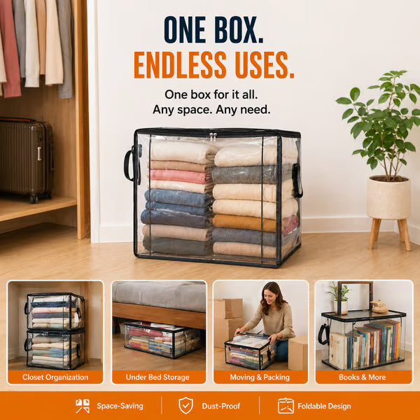 ⏰🔥LIMITED TIME 50% OFF! 🏠 Transparent Large-Capacity Dustproof & Moisture-Proof Storage Bag – Perfect for Clothes, Toys, Books & More ✨