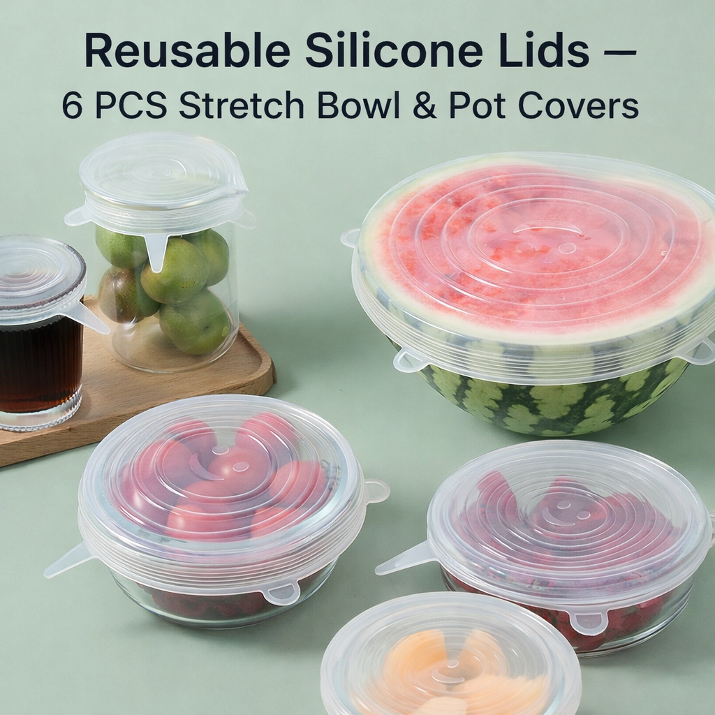 Vodlan™ Reusable Silicone Lids — 6 PCS Stretch Bowl & Pot Covers