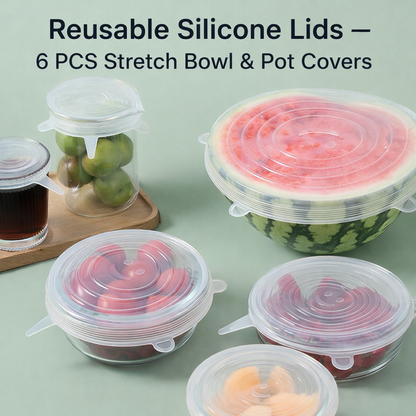 Vodlan™ Reusable Silicone Lids — 6 PCS Stretch Bowl & Pot Covers
