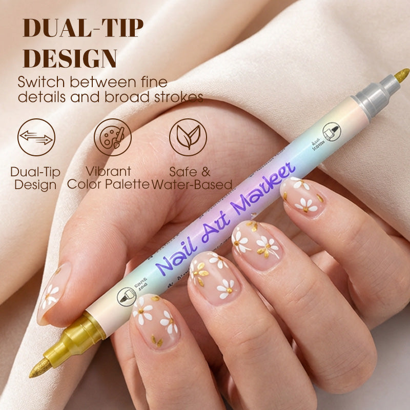 ✨Vodlan™ Dual-Tip Nail Art Marker Pen Set