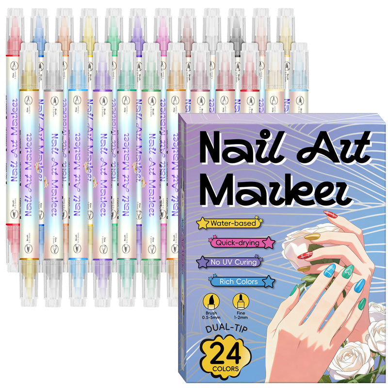 ✨Vodlan™ Dual-Tip Nail Art Marker Pen Set